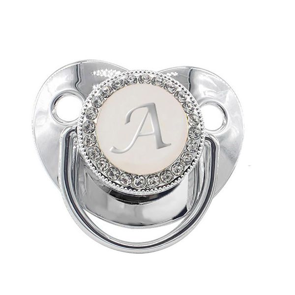 

pacifiers# bling baby pacifier silver color a-z english initial letter name pacifiers bpa silicone nipple infant dummy soother gift