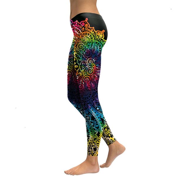

print women's slim datura stretch outdoor versatile leggings kdk1903, Black