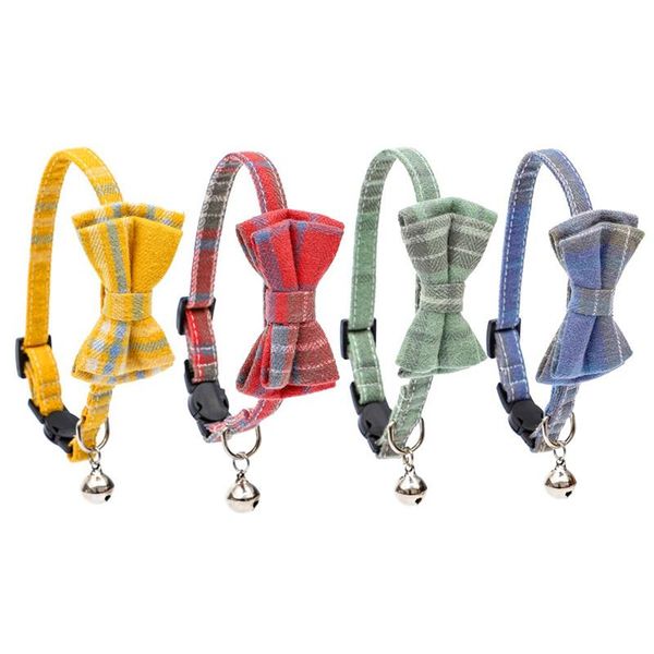 

cotton collar for pet cats plaid cat bow tie costumes