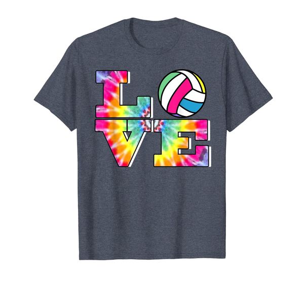 

girls volleyball t-shirt tie dye love colorful for teenagers, White;black