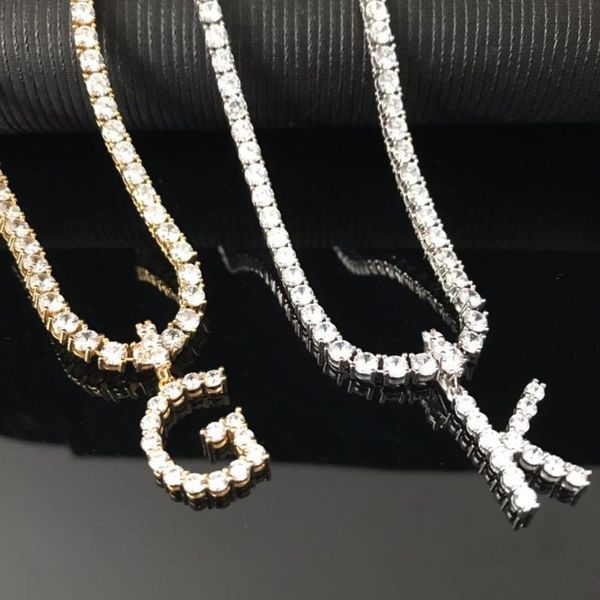 

pendant necklaces letter with tennis chain, Silver