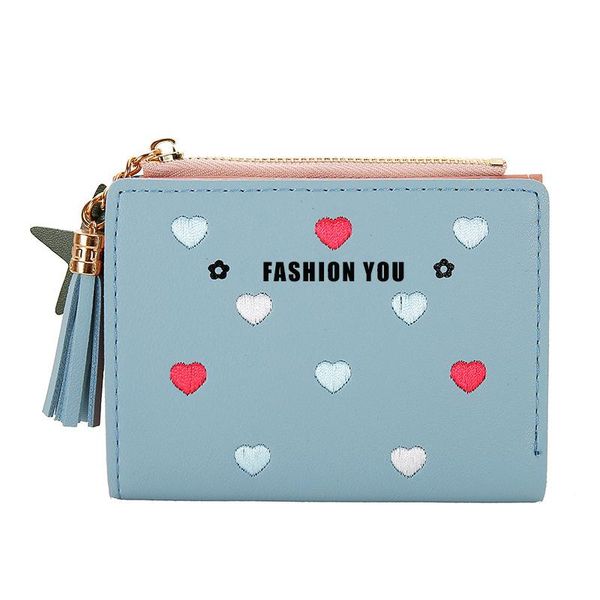 

purse girls pu leather short wallets women coin purses clutch students' card holder tassel 9z, White
