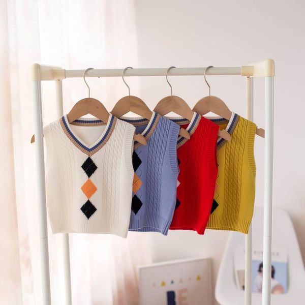 

waistcoat 2021 spring kids sweaters v- neck boys vest girls knit wear casual, Camo