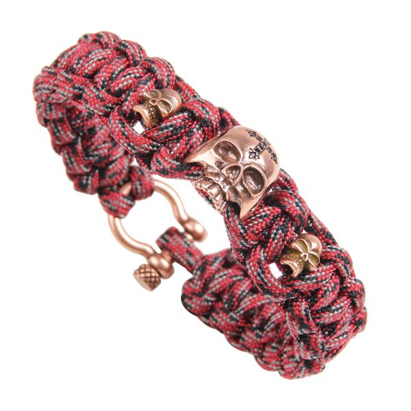 

copper accessories 7-core umbrella rope woven bracelet outdoor emergency personalized skull bracelet jewelry military fans supplies, Golden;silver