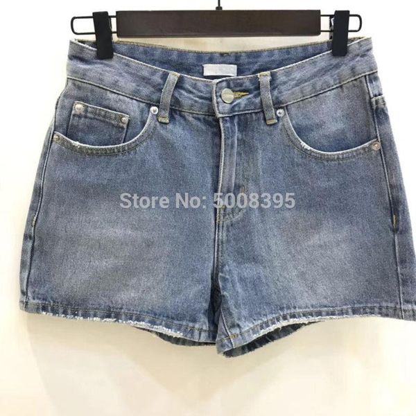 

women's shorts [7evening] - original light blue washed denim with pockets fashion cottons short jeans woman, White;black