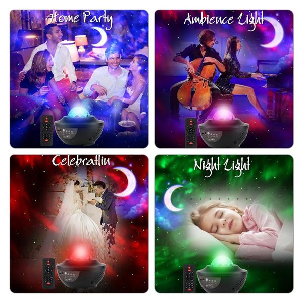 

party decoration romantic starry sky projectors light bt music speaker ocean wave star night with remote controller colorful projection