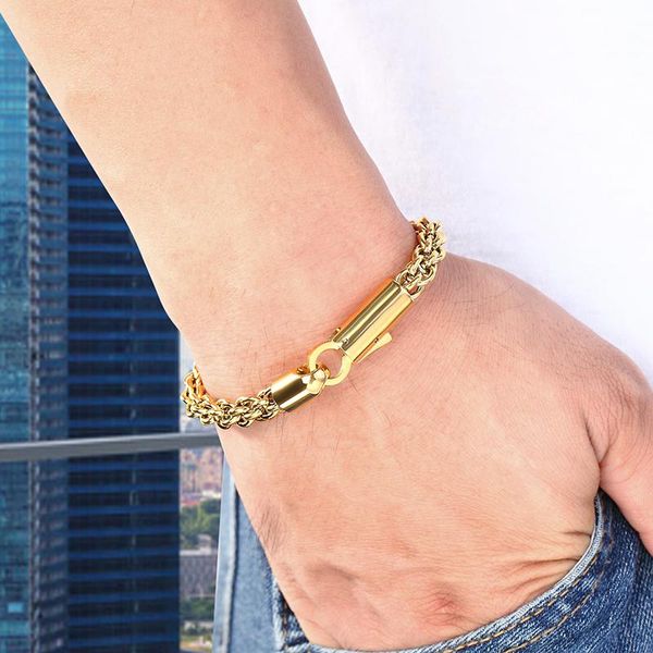 

bangle 2021 trend men golden black bracelet stainless steel chain link punk charm handmade fashion jewelry gift for boyfriend