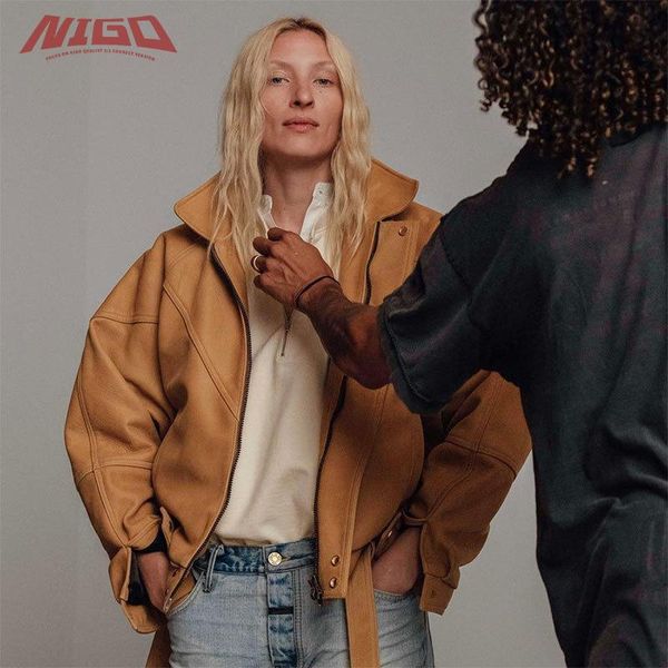 

men's jackets nigo f 6th cowhide cropped jacket #nigo11065, Black;brown