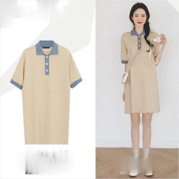 

casual dresses 2021 summer korean girls student collar shirt dress short loose knit, Black;gray