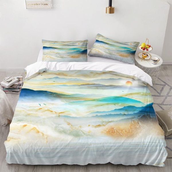 

colorful arbling bedding set home textile marbling duvet cover pillowcase kids bed linens king  size quilt sets