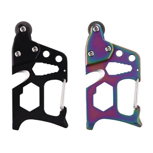 

cords, slings and webbing 2 pcs multifunctional carabiner key organizer tool utility gadget pocket holder clip camp travel kit, black & colo