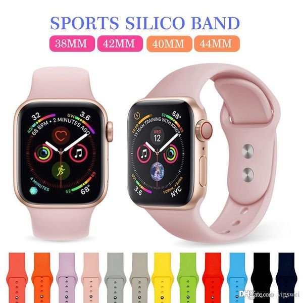 Substituição de pulseiras de relógio inteligente, cor sólida, silicone macio, pulseira esportiva, pulseira para relógios Apple, série, todos os acessórios universais