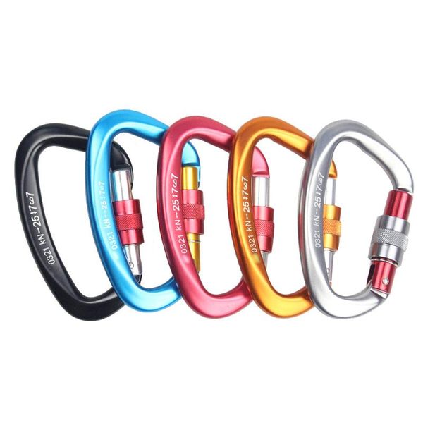 

cords, slings and webbing 25kn carabiner d shape 7075 aluminum safety buckle master lock for climbing hammock security hang