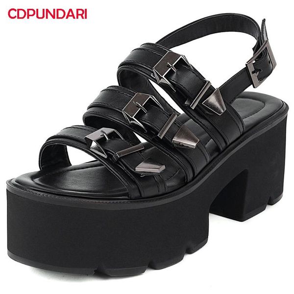 

fashion buckle high heels gladiator sandals women summer casual platform shoes plus size sandales femmes 2021 sandalias mujer dress, Black
