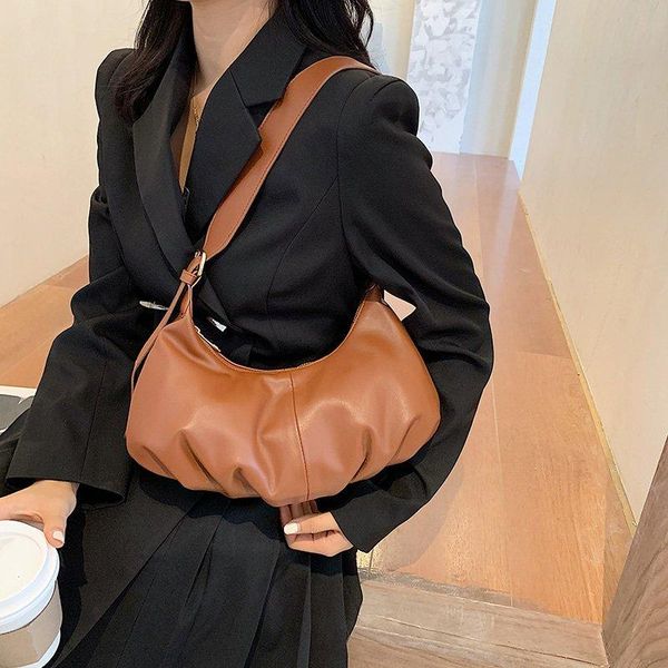 

evening bags women leather handbags retro baguette handle ladies hand bag solid crossbody for shoulder