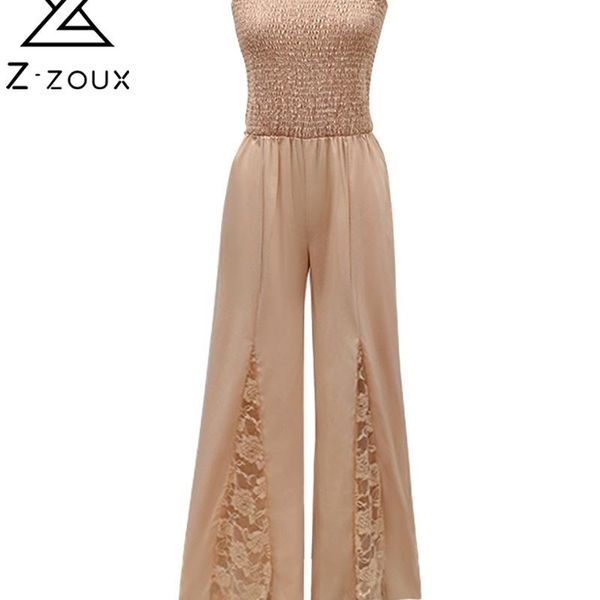 

z-zoxu women jumpsuit lace patchwork sleeveless off shoulder rompers womens plus size long summer s 210513, Black;white