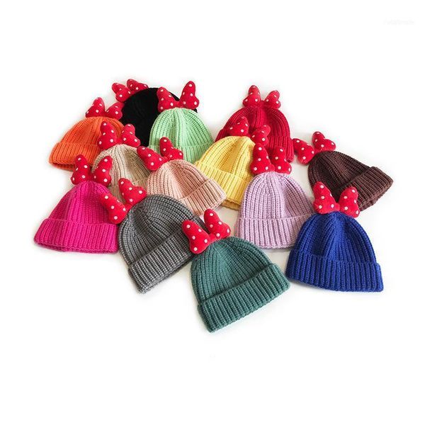 

caps & hats born baby kids girls boys winter warm knit hat bow solid cute lovely beanie cap gifts accessories christmas11, Yellow