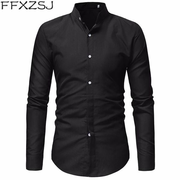 

brand men shirt male long sleeve shirts casual solid multi-button hit color slim fit dress mens hawaiian men's, White;black