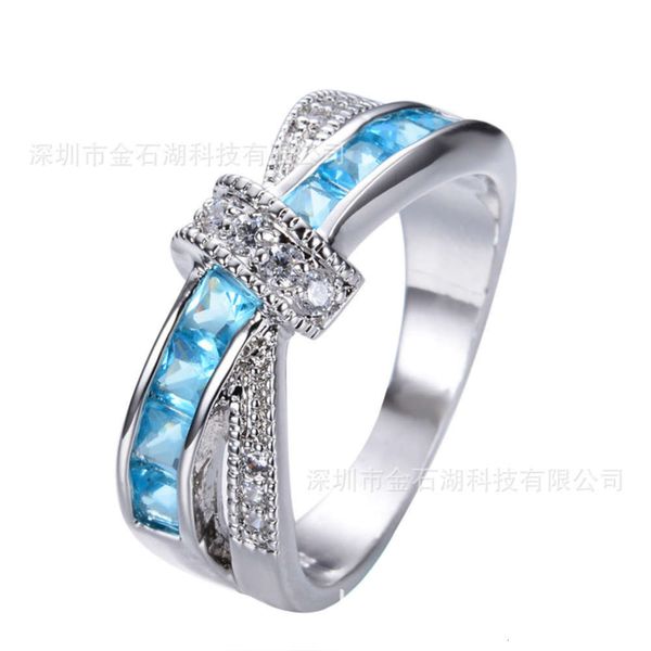 

6 color style stone crystal rings with electroplated platinum jewelry, Black