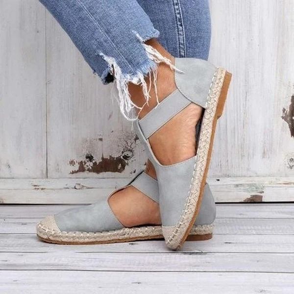 

sandals 2021 summer shoes for women fashion flock flat elastic straw fisherman casual plus size ladies, Black