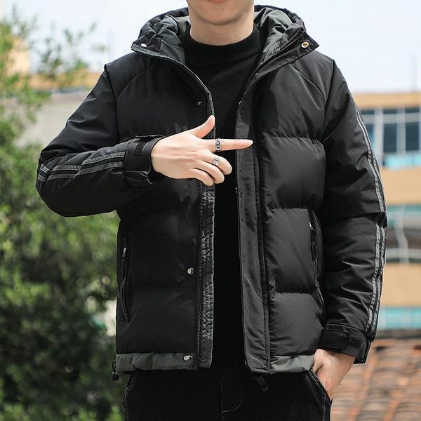 

men's down & parkas two-bar cotton-padded winter coat for men, Black
