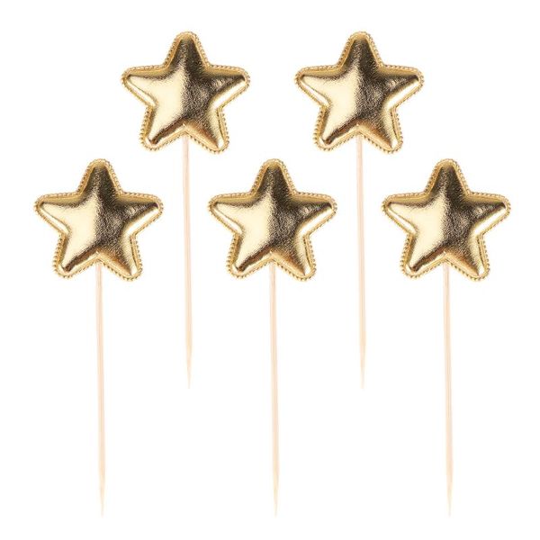 

other festive & party supplies 5pcs star cake ers adorable picks pu cupcake decor for wedding birthday festival (golden)