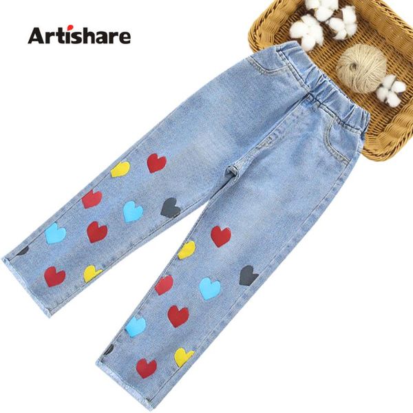 

jeans for girls heart pattern children's girl casual style teenage clothing 6 8 1, Blue