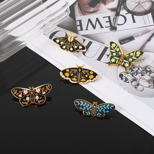 

european insect series butterfly moth shape brooch pin women animal alloy enamel clothes badge jewelry accessories backpack sweater business, Gray