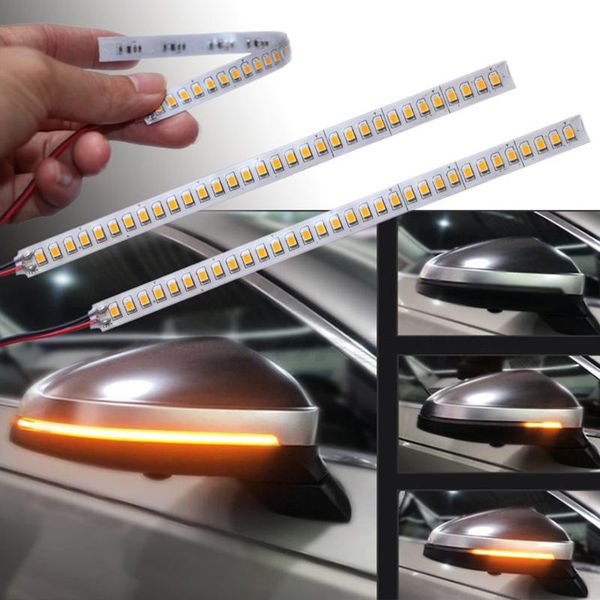 

28/32 led warning strip tape signal stickers dynamic sequential side mirror turn lights flashing indicator amber interior&external