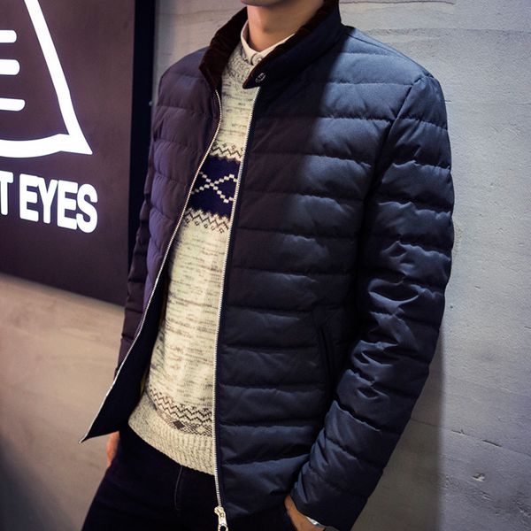 

pepp enbu men's winter wear thin solid color leisure warm light down jacket, Black