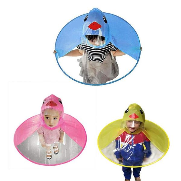 

raincoats 1pcs cute raincoat cartoon duck kids rain coat children umbrella hat hands boys and girls windproof poncho baby