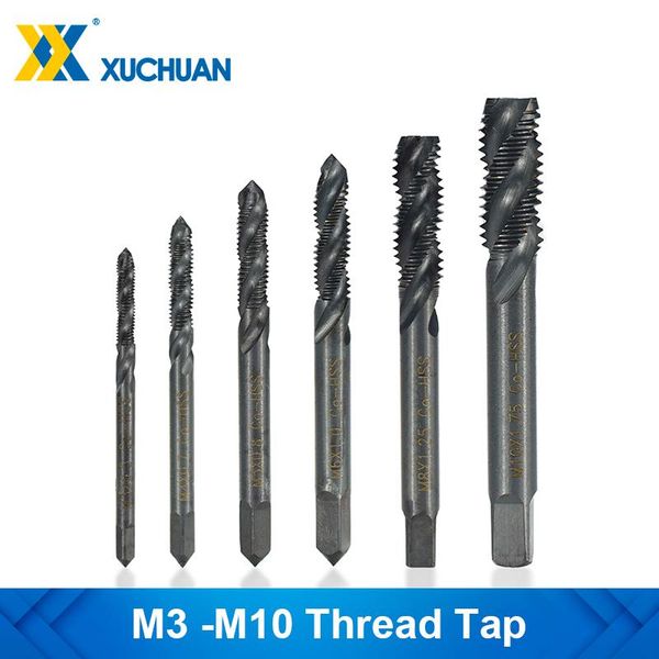 

thread tap m3 m4 m5 m6 m8 m10 metric spiral machine threading tool nitride coated screw drill bit hand tools