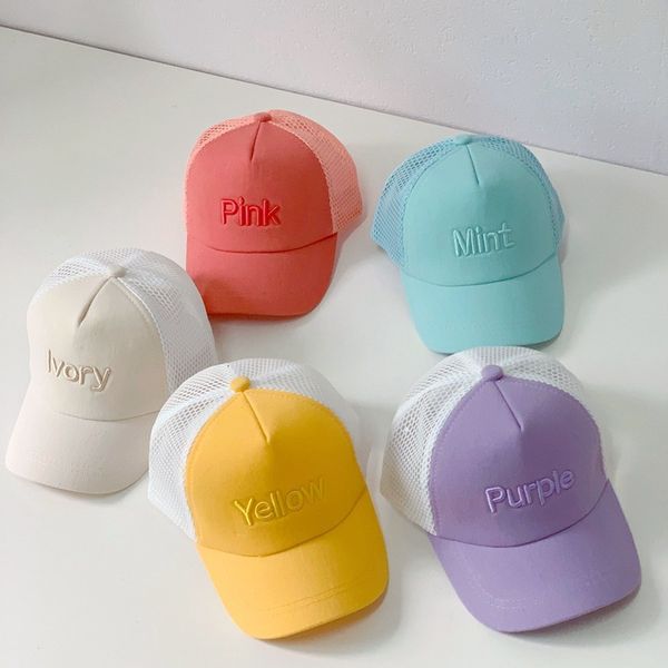 

children's sun hat, cap, boy's summer trendy baseball mesh, breathable girl, korean version, Blue;gray