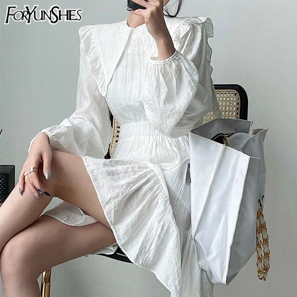 Foryunshes vestido de manga comprida para mulheres festa kawaii vestidos brancos verão y2k roupas lolita aniversário outfits grunge fada 210709