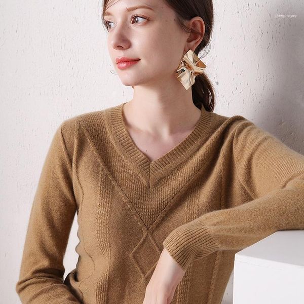 

2021autumn winter women' pure wool sweater v-neck slim knibottoming shirt high-end warm cashmere short, White;black
