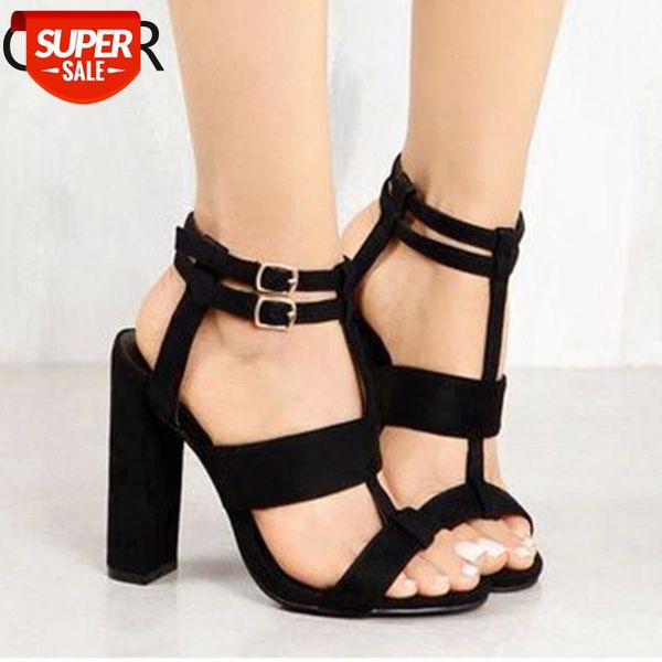 

2021 summer ladies explosions suede sandals women's super high heel thick with large size 43 casual shoes zapatos de mujer #vp5x, Black