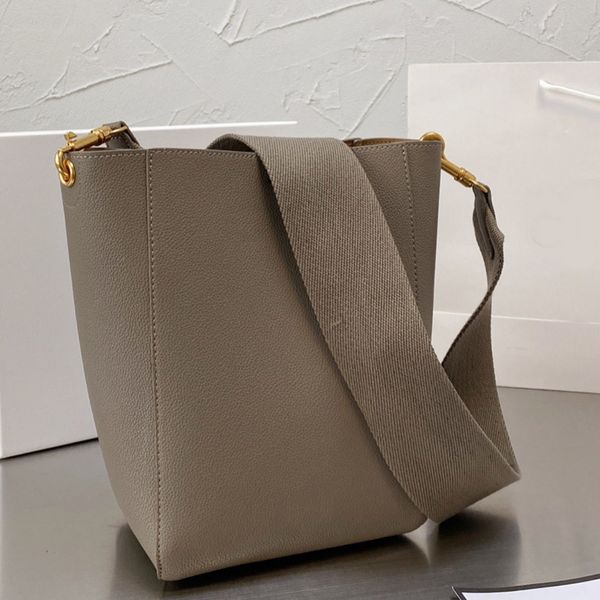 

bucket bag women cross body bags handbag plain cowhide genuine leather clemence inner suede detachable wide shoulder strap open multicolor