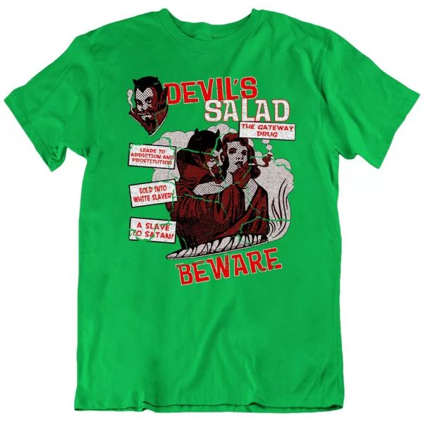 

weed devil's salad funny parody marijuana cannabis t shirt, White;black