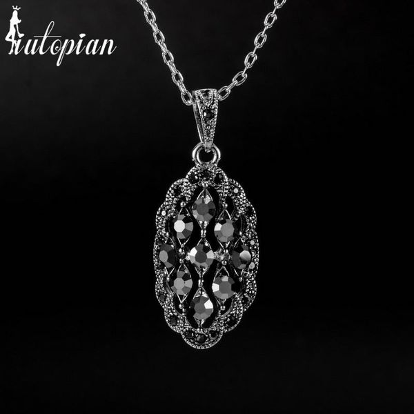 

pendant necklaces iuan fashion vintage necklace for women antique with shinning crystal gift#n1821-grey, Silver