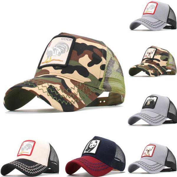 

visors brand men women camo adjustable animal pattern trucker cap plain hat sport cool mesh breathable caps, Blue;gray