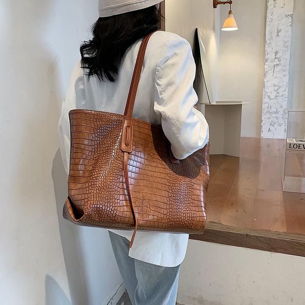 

evening bags stone pattern high capacity pu leather shoulder for women 2021 elegant handbags female travel totes lady fashion
