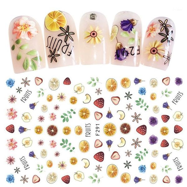 

back glue decal decorations nail sticker fruits type nails art manicure stickers & decals1, Black