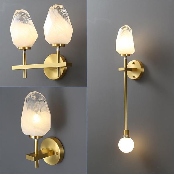 

wall lamps nordic copper light luxury staircase aisle glass lamp modern mminimalist bedroom bedside living room background lighting