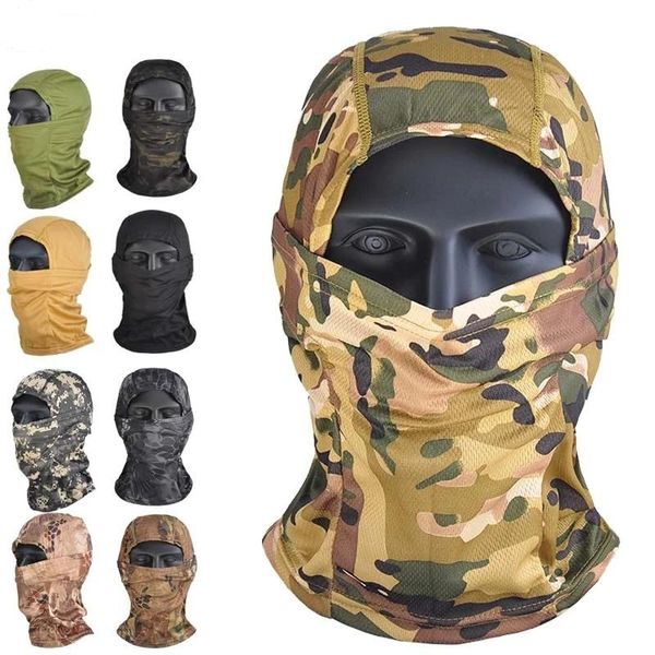 

cycling caps & masks camouflage balaclava full face mask for cs wargame hunting army bike military helmet liner tactical cap scarf, Black