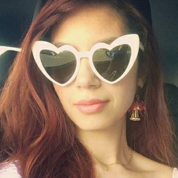 

sunglasses love heart women big frame personality fashion cute retro cat eye vintage sun glasses pink female, White;black