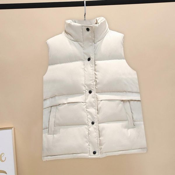 

women's vests women sleeveless vest 2021 winter korean fashion warm down cotton padded jacket coat parkas waistcoat veste femme, Black;white