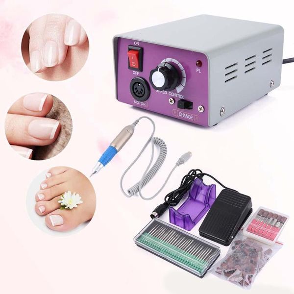 

electric nail drill pen file kit manicure pedicure machine us uk eu plug nails accessories art equipment, Silver