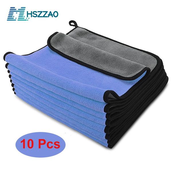 

30x30/40/60cm car wash microfiber towel cleaning drying cloth hemming care detailing blue