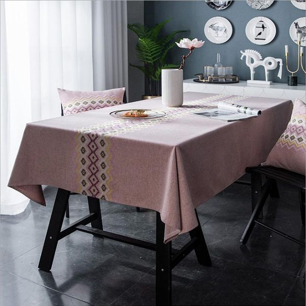 

table cloth waterproof embroidery flower cotton and linen solid color coffee cover