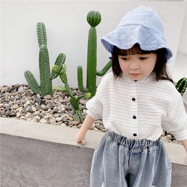 

girls casual shirts kids white striped gray long sleeve cotton shirt spring summer baby girl loose for 1-6 years, White;black